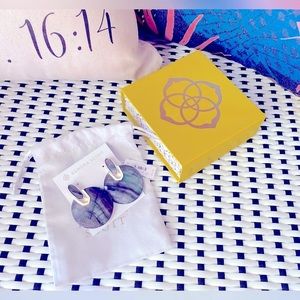 Kendra Scott Didi Silver Statement Earrings ✨ Black Mother of Pearl